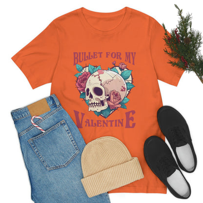 Bullet For My Valentine Skull With Red Roses Unisex Jersey Short Sleeve Tee