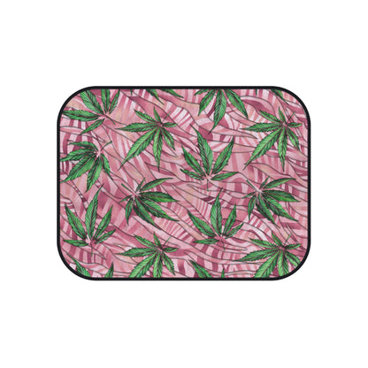 Sassy Pink And Green 420 Weed Marijuana Leaf Car Mats (Set of 4)