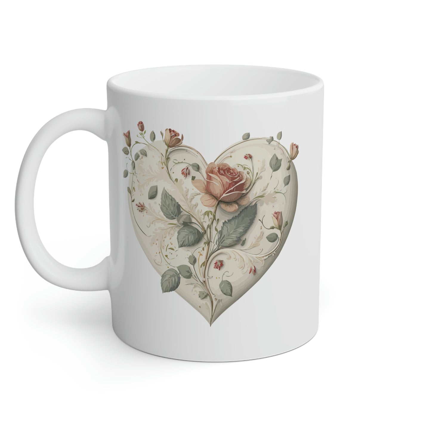 Intricate Hearts by Heron Lake Print 2 White Mug, 11oz