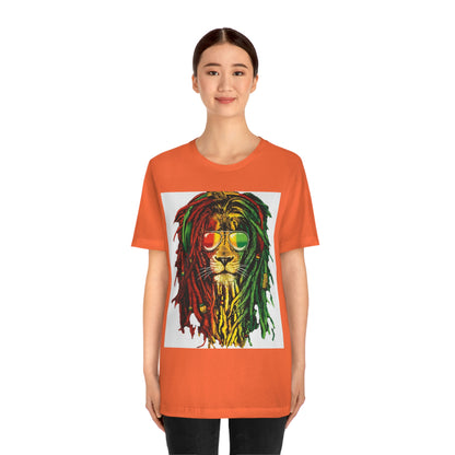 Reggae Lion With Dread locks, Unisex Jersey Short Sleeve Tee