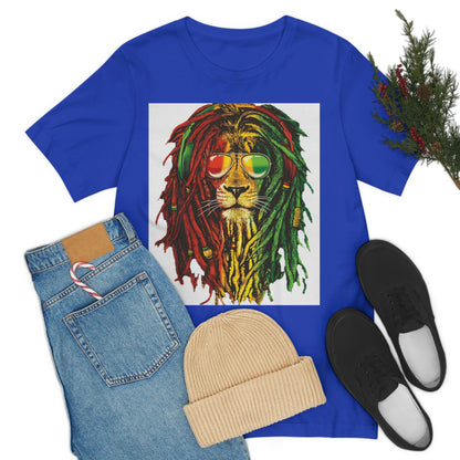 Reggae Lion With Dread locks, Unisex Jersey Short Sleeve Tee