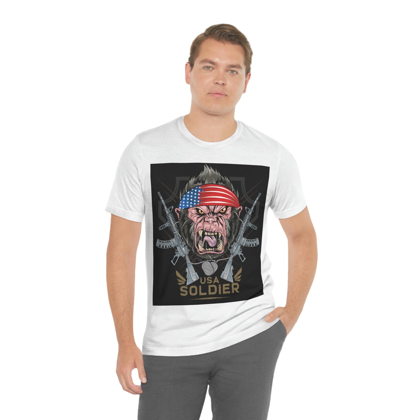 Angry Gorilla USA Soldier, Unisex Jersey Short Sleeve Tee