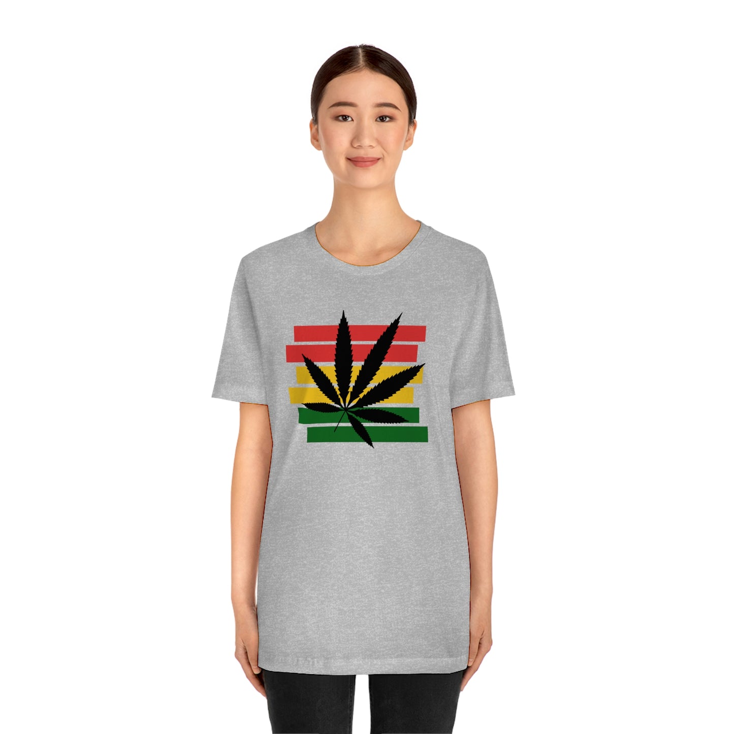 Pot Leaf With Classic Colors, Yellow, Green, Yellow, Unisex Jersey Short Sleeve Tee