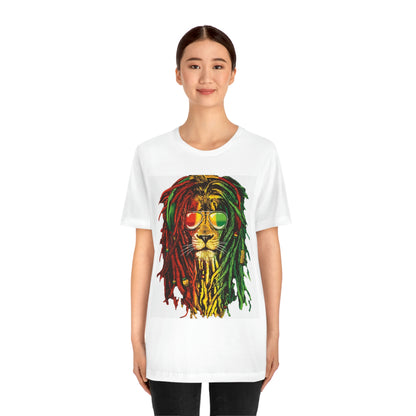 Reggae Lion With Dread locks, Unisex Jersey Short Sleeve Tee