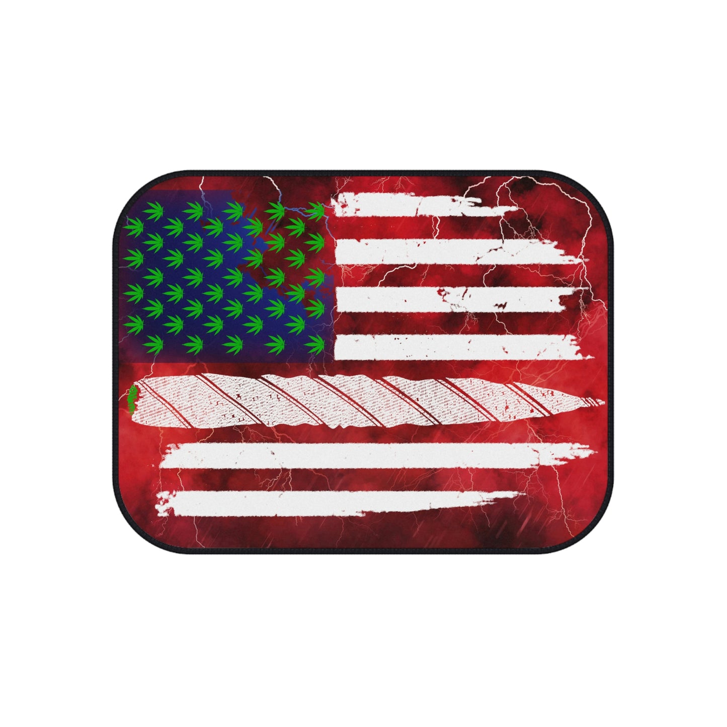 Flag Red, White And Blue Beautiful Red Background With Marijuana Pot Weed 420 Mats (Set of 4)