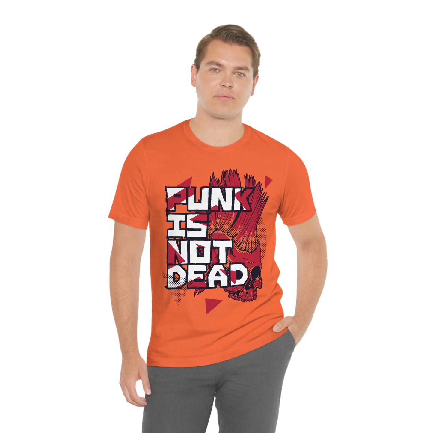 Punk Mohawk Skull, Punk Is Not Dead, Unisex Jersey Short Sleeve Tee