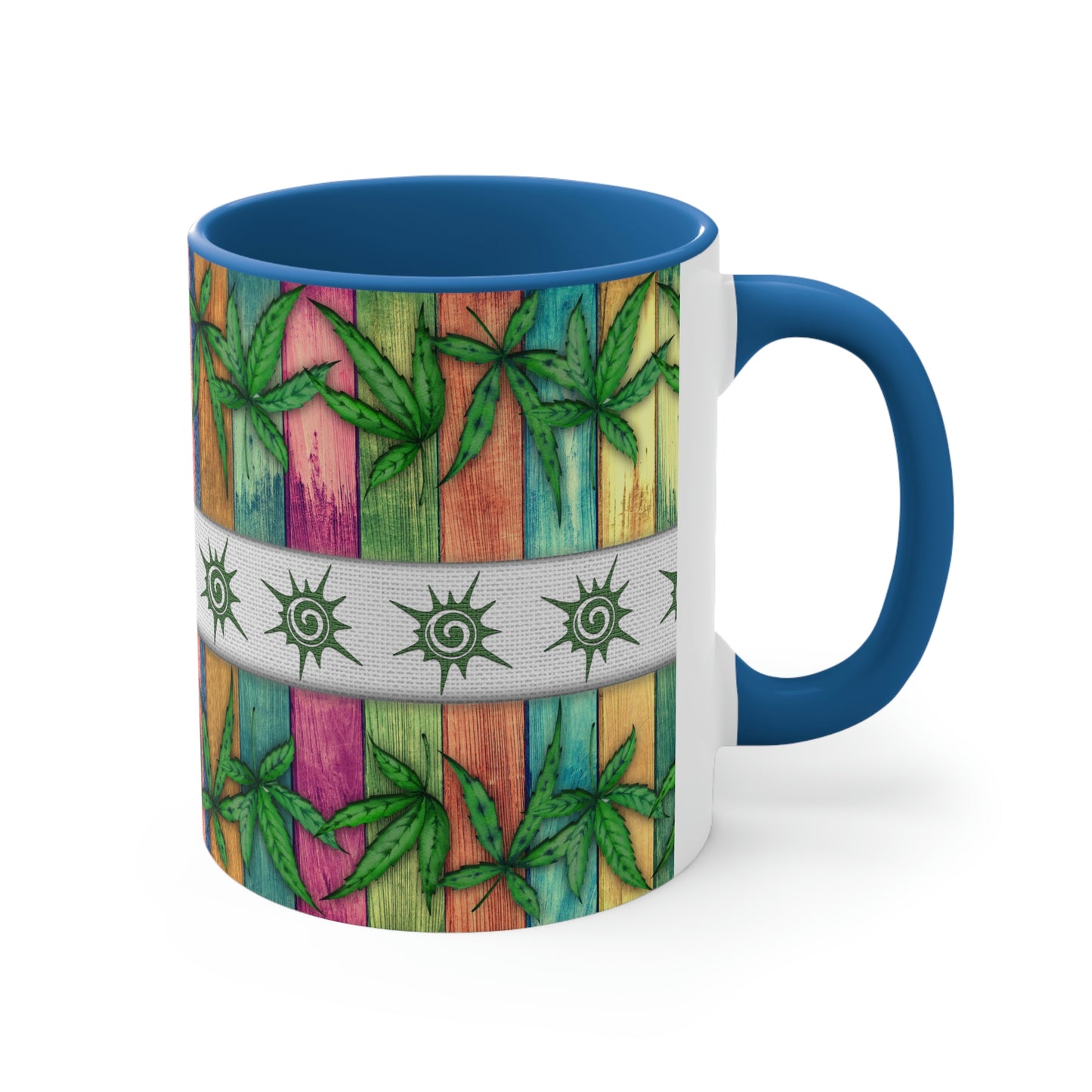 Beautiful Multicolored Pot, Weed, Marijuana Leaf Accent Coffee Mug, 11oz