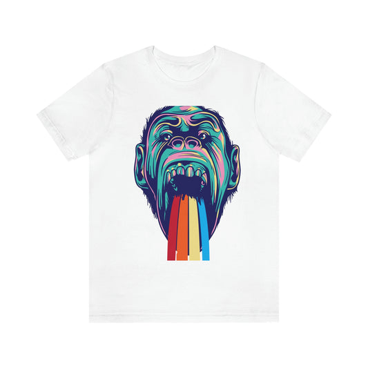 Color Ape Pouring flowing Rainbow Out His Mouth, Unisex Jersey Short Sleeve Tee