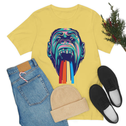 Color Ape Pouring flowing Rainbow Out His Mouth, Unisex Jersey Short Sleeve Tee