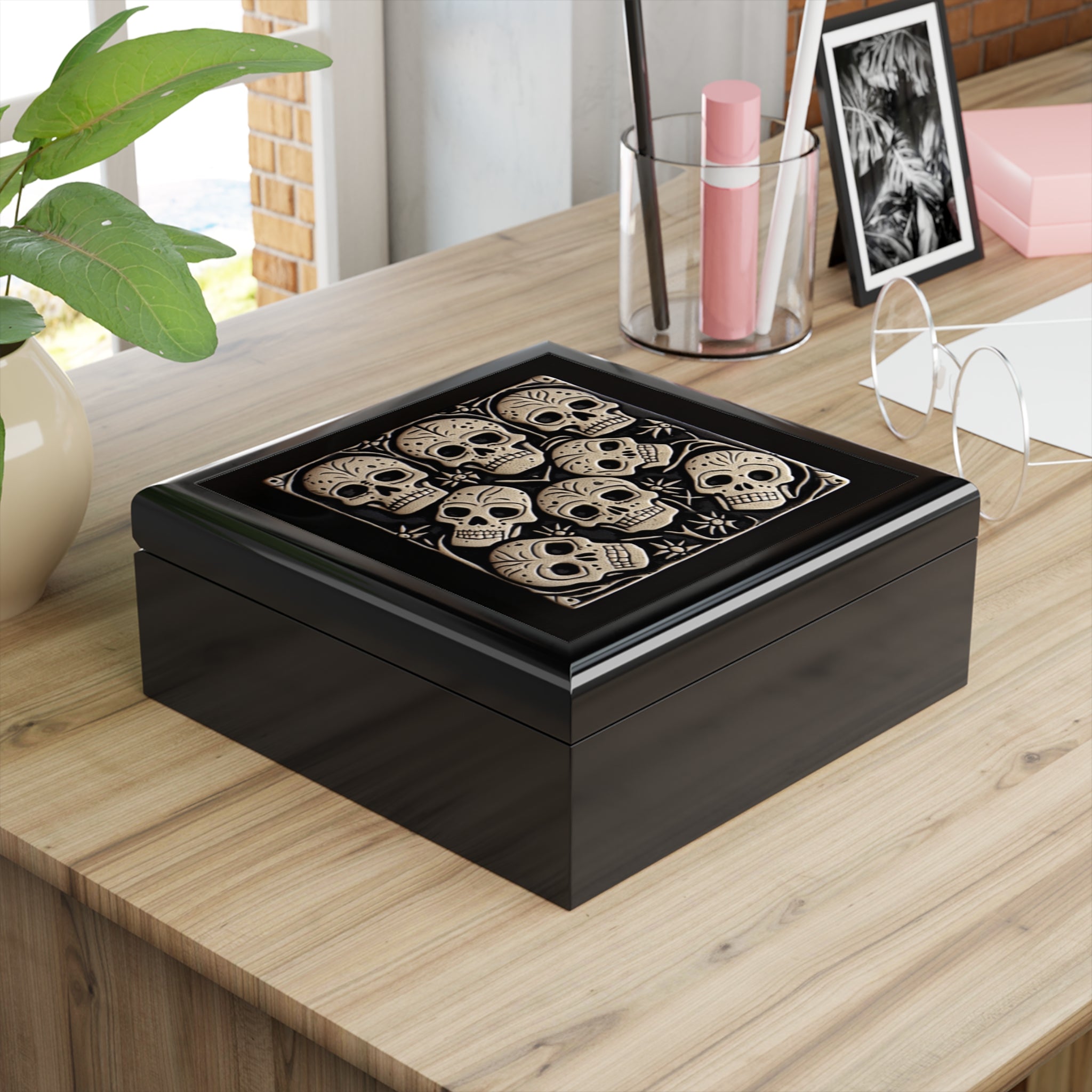 Black And Silver Gothic Skulls Jewelry Box Jewelry Box