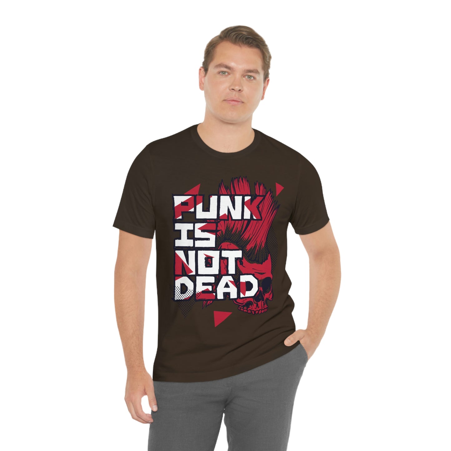 Punk Mohawk Skull, Punk Is Not Dead, Unisex Jersey Short Sleeve Tee