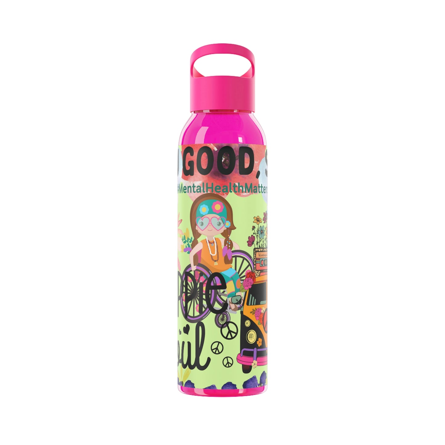 You Good Sis ? Mental Health Awareness Hippie Chic , Wheelchair Green Background Sky Water Bottle