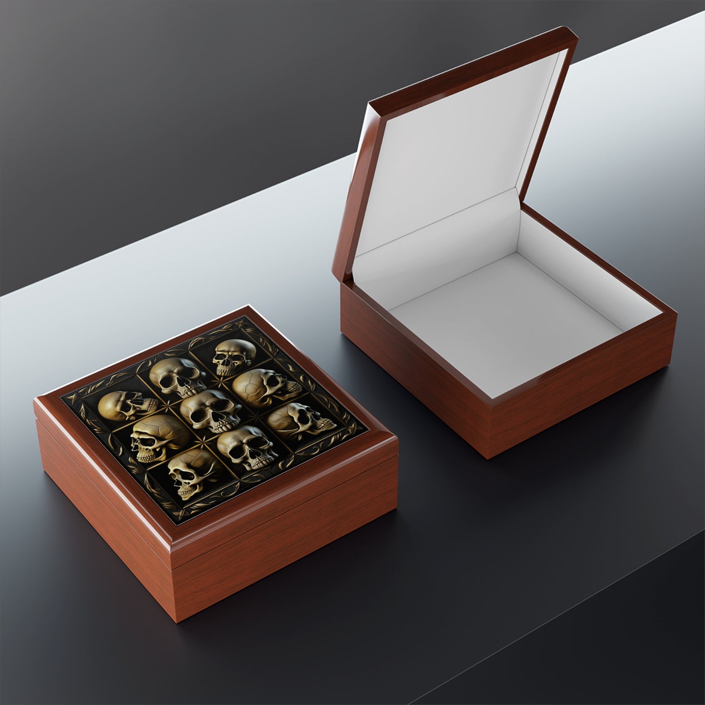 Grey Multi Gothic Skulls Jewelry Box Jewelry Box