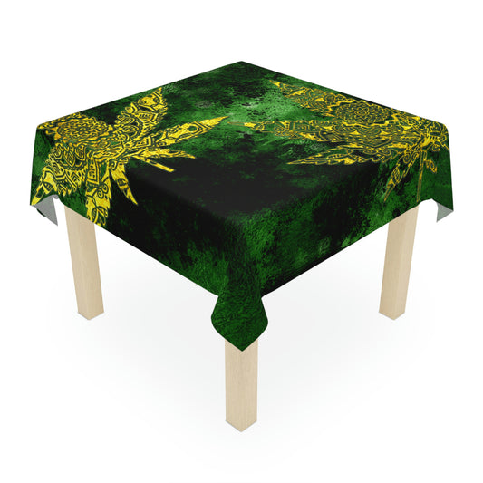 Gorgeous Designed Gold Leaf With multigreen Background Marijuana Pot Weed 420 Tablecloth