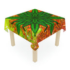 Pot Leaf Collage With Yellow Orange Background With Marijuana Pot Weed 420 Tablecloth