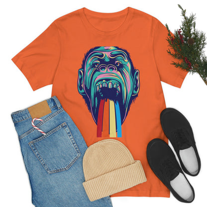 Color Ape Pouring flowing Rainbow Out His Mouth, Unisex Jersey Short Sleeve Tee