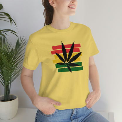 Pot Leaf With Classic Colors, Yellow, Green, Yellow, Unisex Jersey Short Sleeve Tee