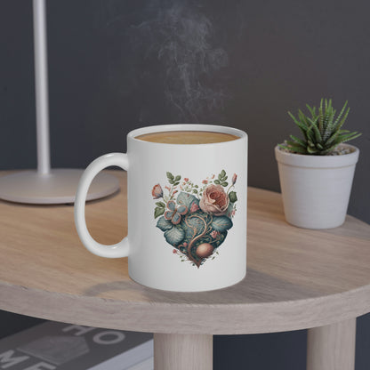 Intricate Hearts by Heron Lake Print 5 White Mug, 11oz