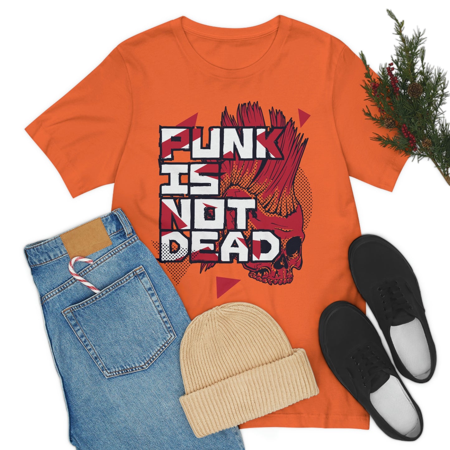 Punk Mohawk Skull, Punk Is Not Dead, Unisex Jersey Short Sleeve Tee