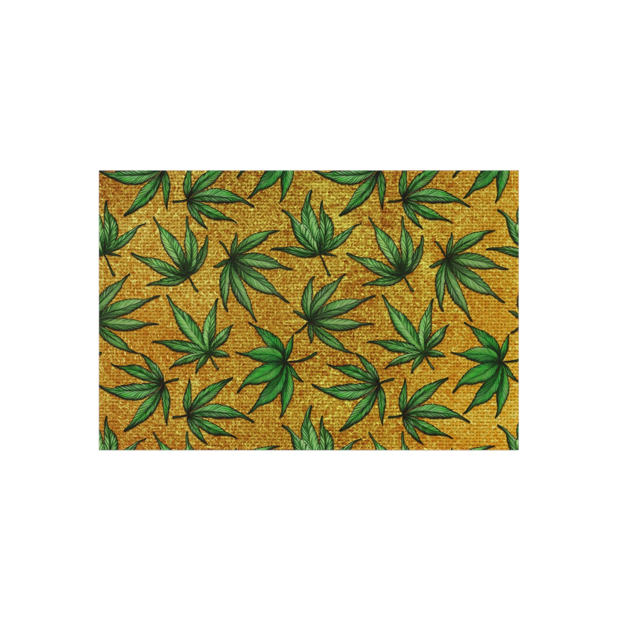 Gold And Green Marijuana Pot Weed Leaf With Gold Background 420 Outdoor Rug