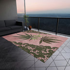 Grey Lace Gorgeous Pink Designed Marijuana 420 Weed Leaf Outdoor Rug