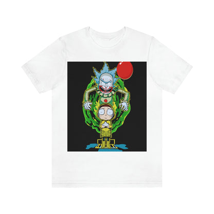 Scary Clown With Red Balloon And Kid In Yellow Rain Jacket - It Cover Unisex Jersey Short Sleeve Tee