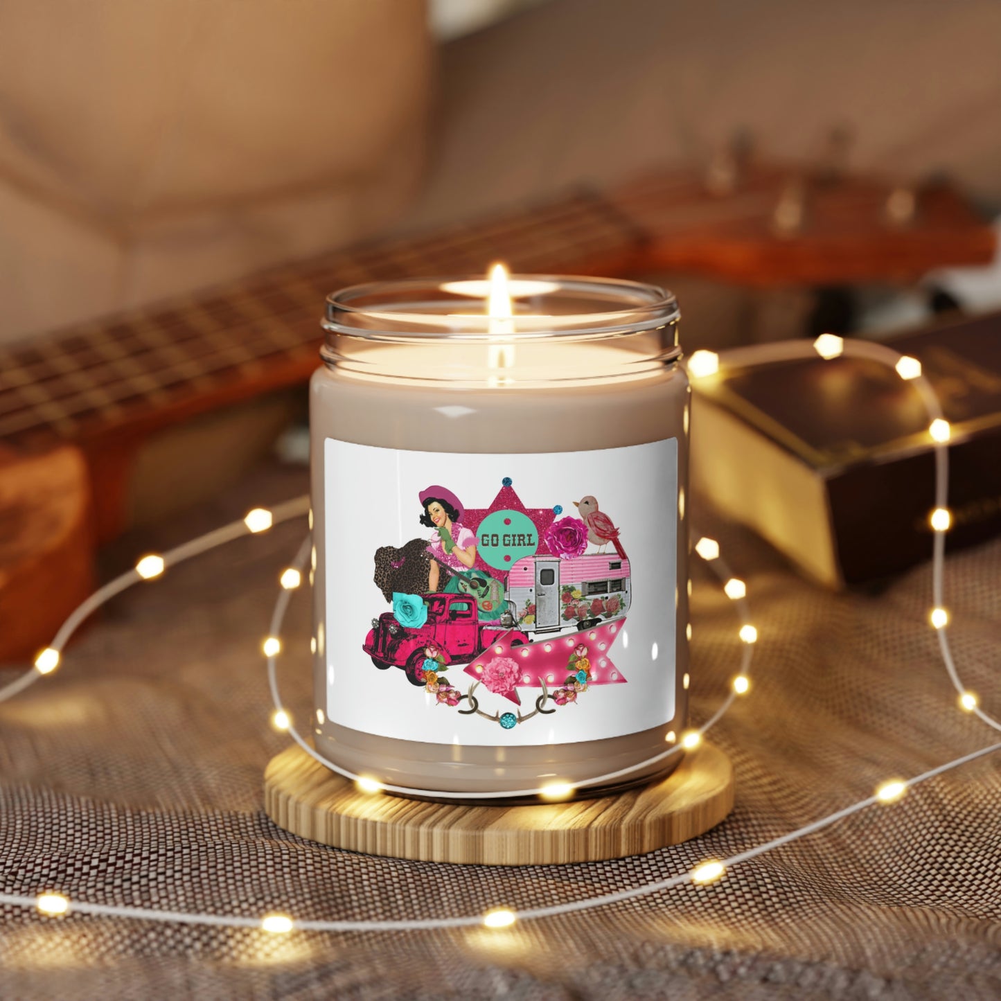 Go Girl Country Girl, Collage Horse Truck Motorhome Roses And More Scented Soy Candle, 9oz