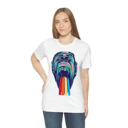 Color Ape Pouring flowing Rainbow Out His Mouth, Unisex Jersey Short Sleeve Tee