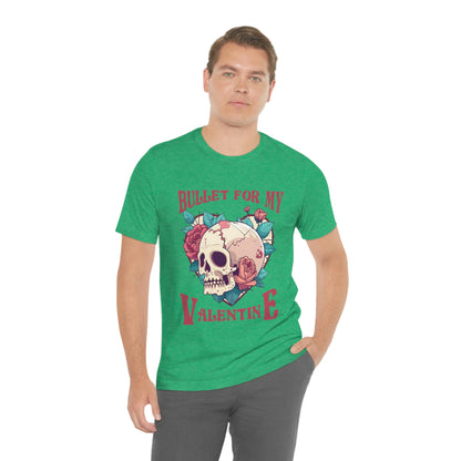 Bullet For My Valentine Skull With Red Roses Unisex Jersey Short Sleeve Tee