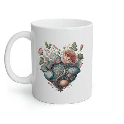 Intricate Hearts by Heron Lake Print 5 White Mug, 11oz