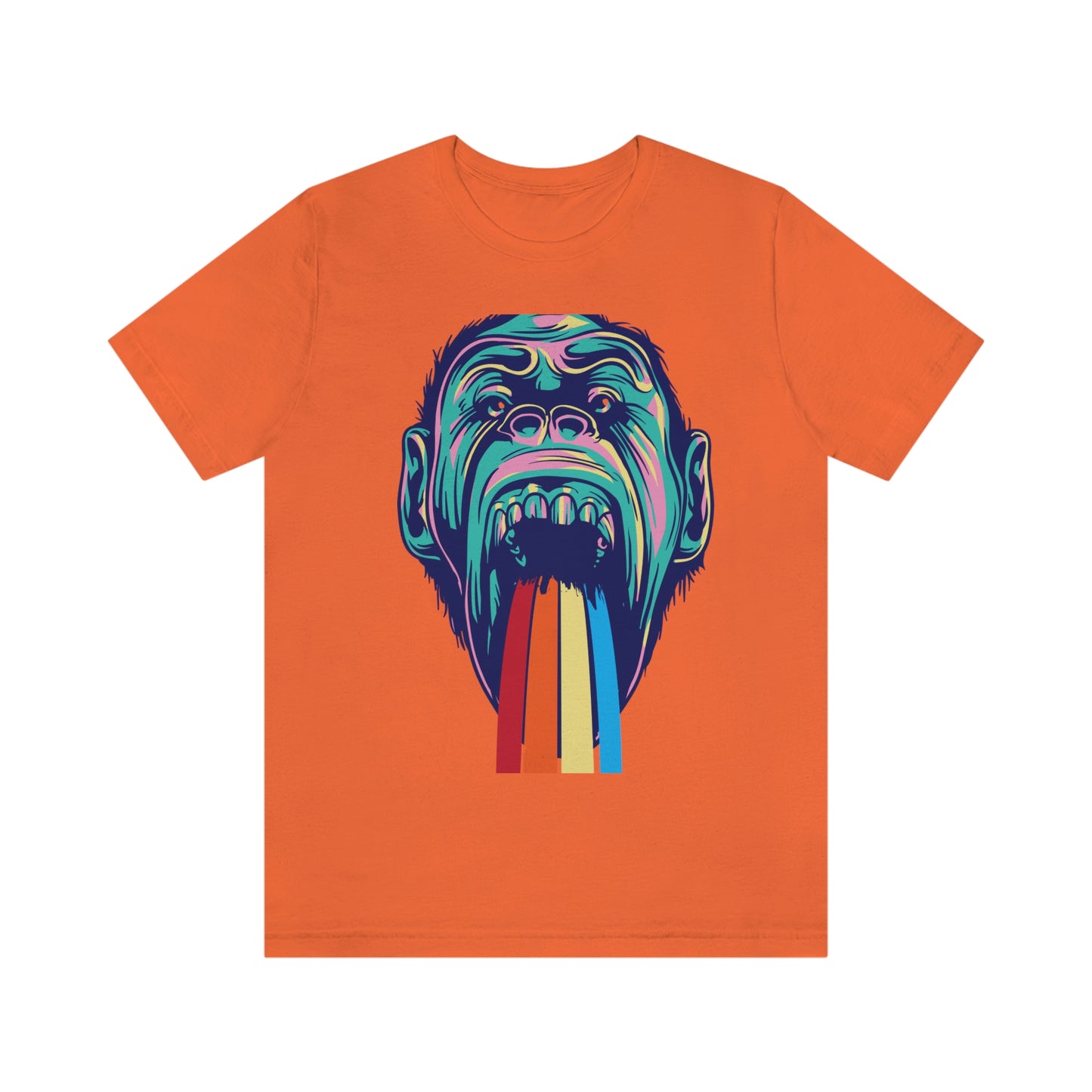 Color Ape Pouring flowing Rainbow Out His Mouth, Unisex Jersey Short Sleeve Tee