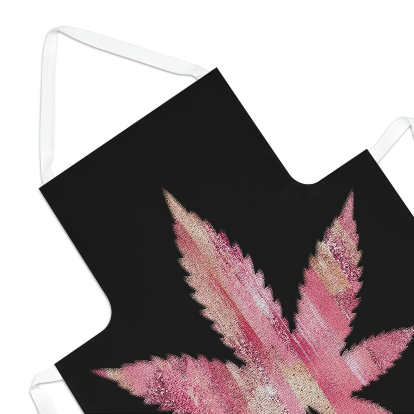 Sassy Single Pink Marijuana 420 Weed Leaf With Black Background Adult Apron