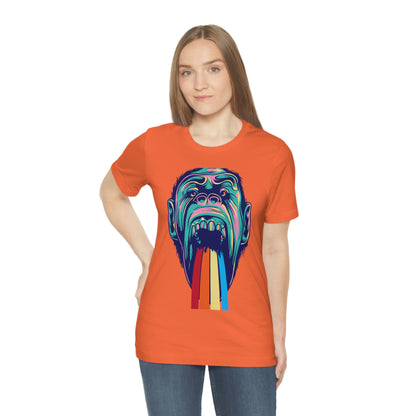 Color Ape Pouring flowing Rainbow Out His Mouth, Unisex Jersey Short Sleeve Tee