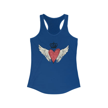 Crowned Red Heart With Angel Wings Women's Ideal Racerback Tank