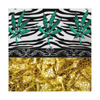 Gold And Zebra White And Black Marijuana Pot Weed Leaf 420 Weed Pot Marijuana Leaf Tablecloth