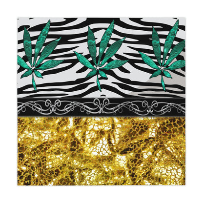 Gold And Zebra White And Black Marijuana Pot Weed Leaf 420 Weed Pot Marijuana Leaf Tablecloth