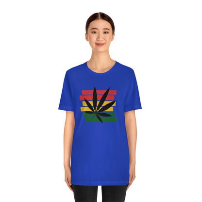 Pot Leaf With Classic Colors, Yellow, Green, Yellow, Unisex Jersey Short Sleeve Tee