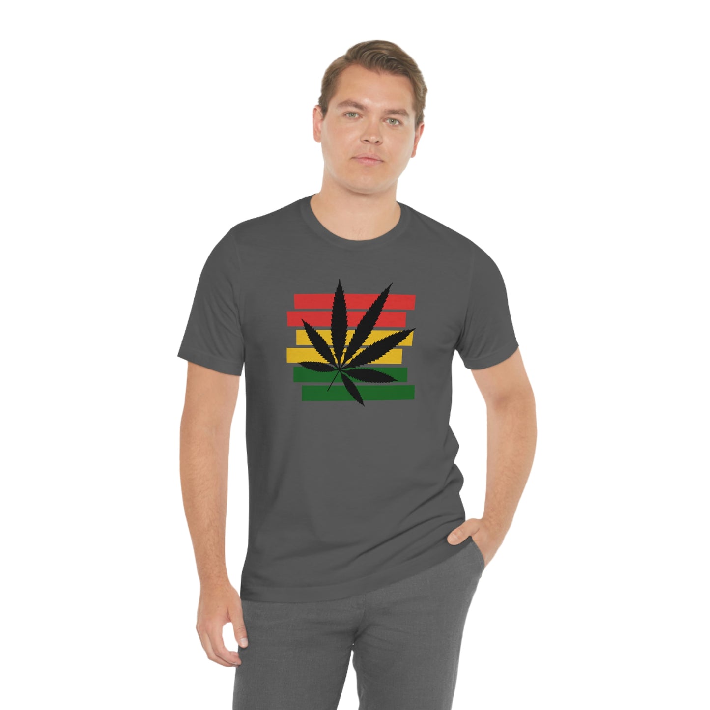 Pot Leaf With Classic Colors, Yellow, Green, Yellow, Unisex Jersey Short Sleeve Tee