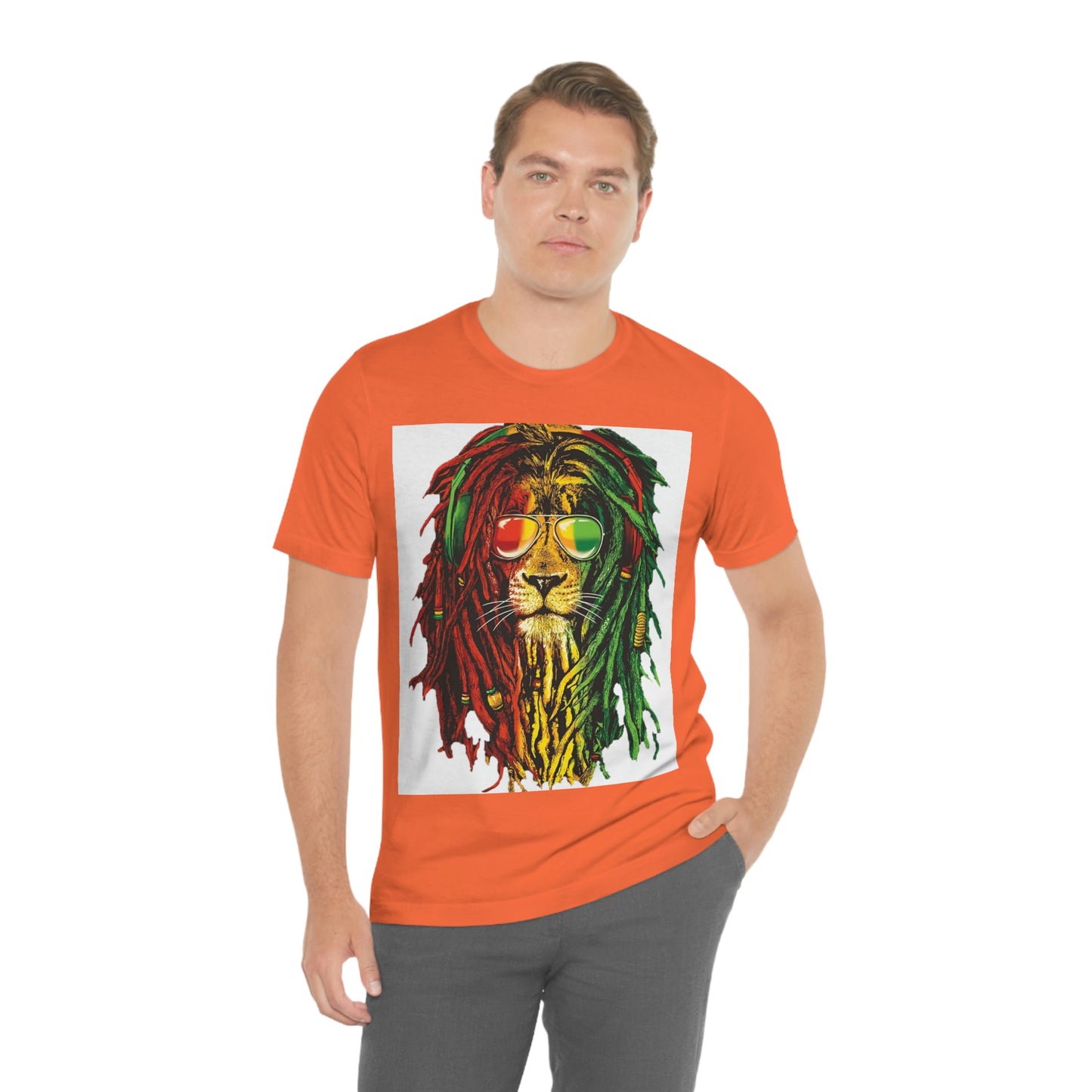 Reggae Lion With Dread locks, Unisex Jersey Short Sleeve Tee