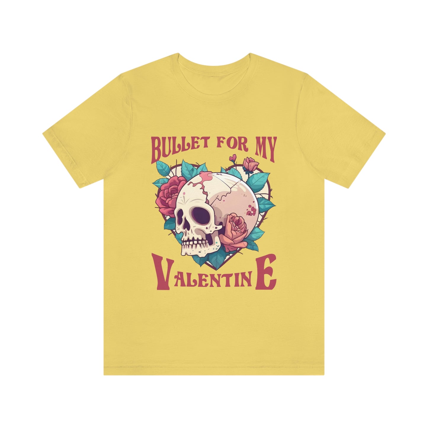 Bullet For My Valentine Skull With Red Roses Unisex Jersey Short Sleeve Tee