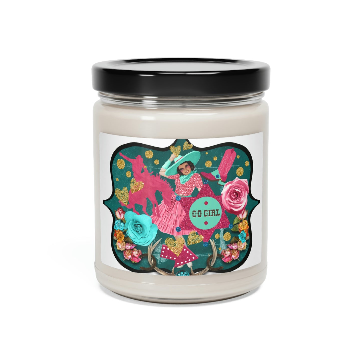 Go Girl Country Girl, Collage Horse Roses And More Scented Soy Candle, 9oz