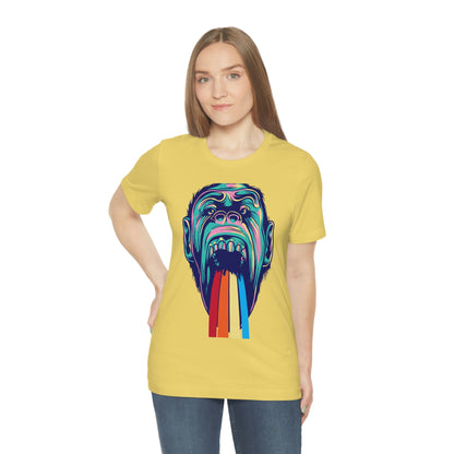 Color Ape Pouring flowing Rainbow Out His Mouth, Unisex Jersey Short Sleeve Tee