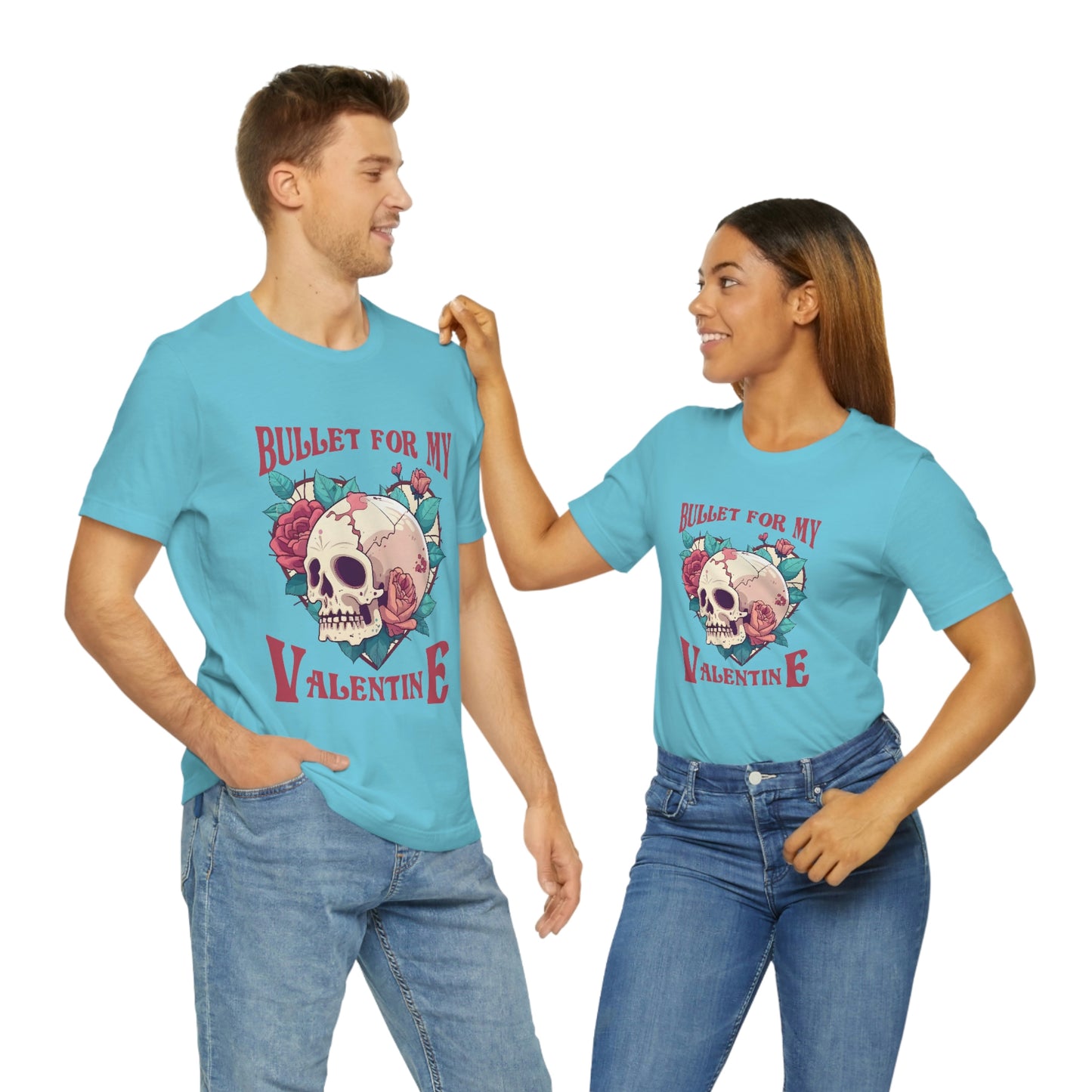 Bullet For My Valentine Skull With Red Roses Unisex Jersey Short Sleeve Tee