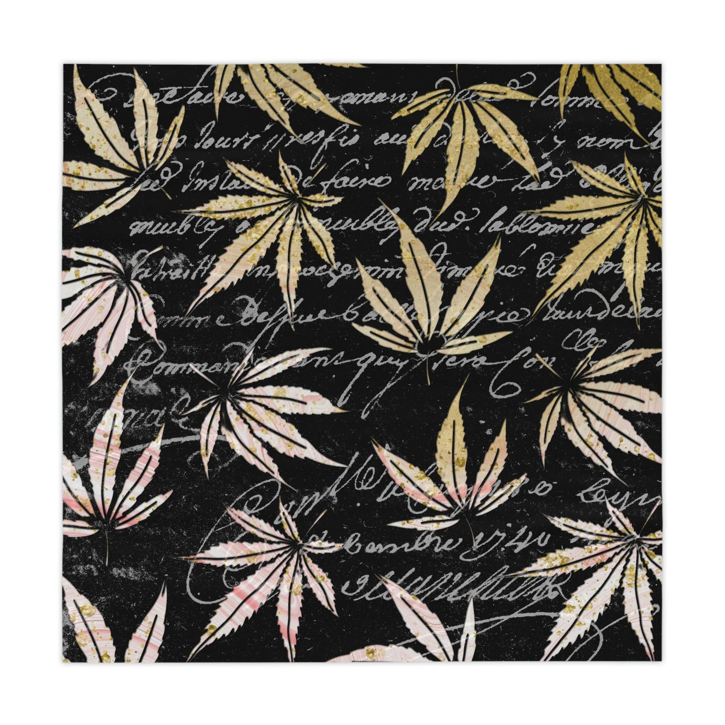 Gold And Black 420 Weed Pot Marijuana Leaf Tablecloth