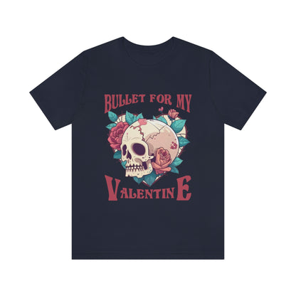 Bullet For My Valentine Skull With Red Roses Unisex Jersey Short Sleeve Tee