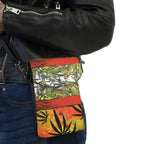 Beautiful Redish Orange Banded Marijuana 420 Pot Weed Leaf Small Cell Phone Wallet