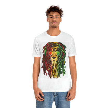 Reggae Lion With Dread locks, Unisex Jersey Short Sleeve Tee