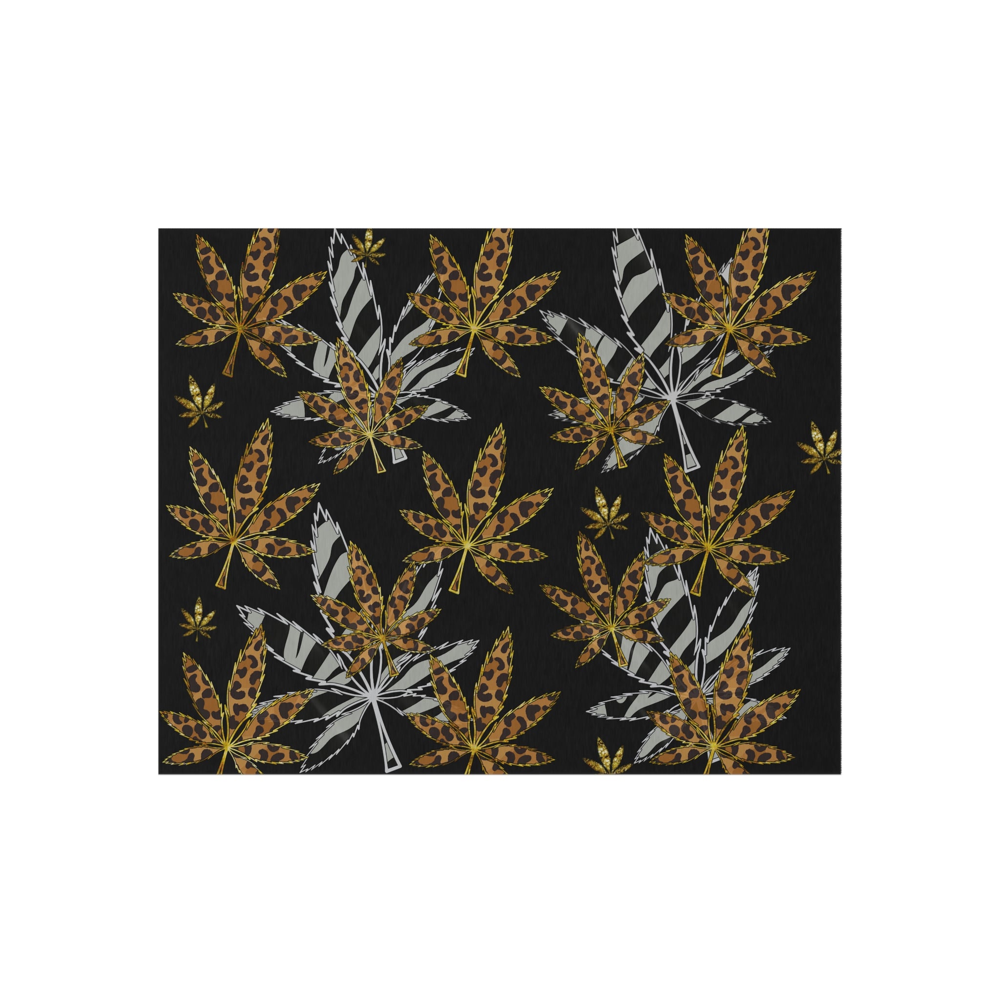 Gold And Zebra Marijuana Pot Weed Leaf 420 Marijuana Leaf Outdoor Rug