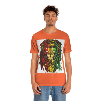 Reggae Lion With Dread locks, Unisex Jersey Short Sleeve Tee