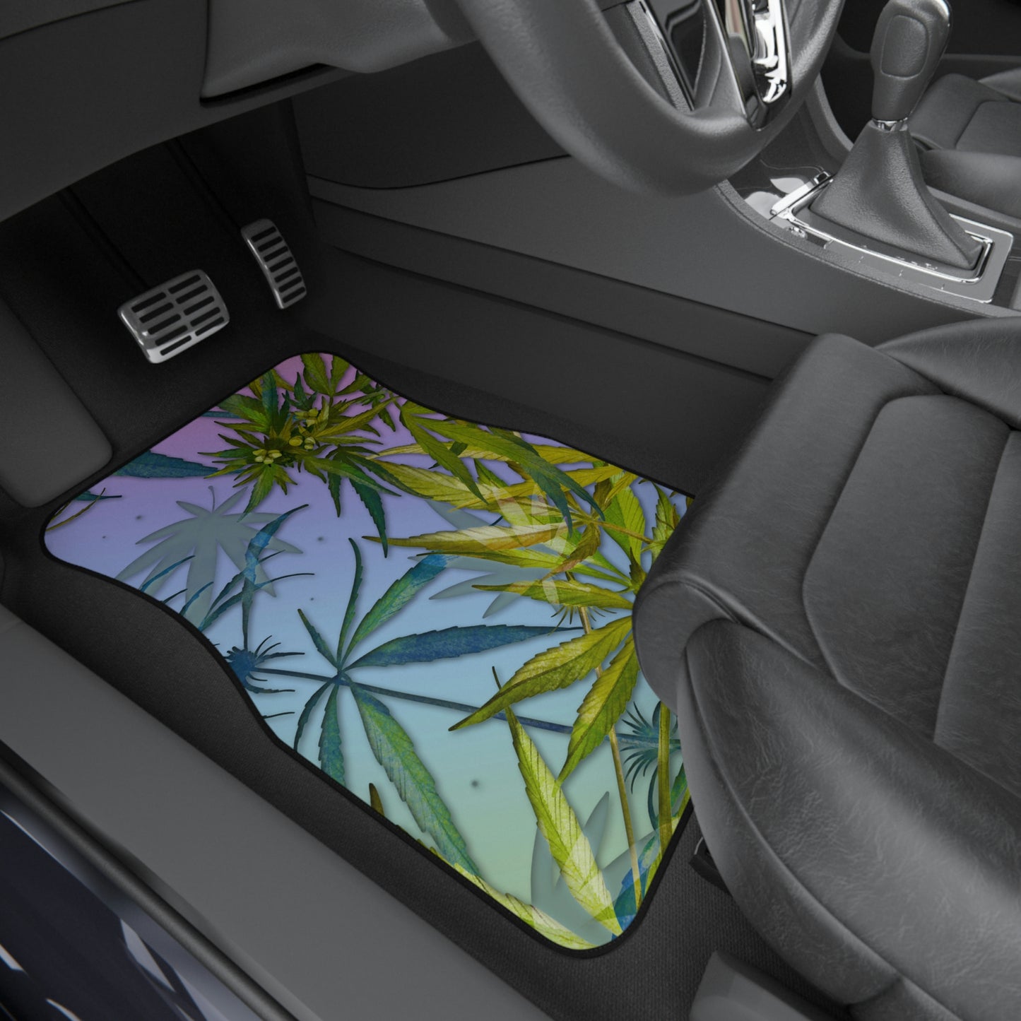 Sassy Pink And Green 420 Weed Marijuana Leaf Car Mats (Set of 4)